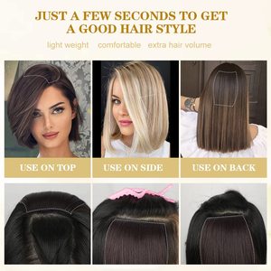 FUJIA 4PCS Cheveux Toppers pour Femmes Clips Synthétiques dans Extension de Cheveux avec Cheveux Amincissants Brun Foncé Postiches Invisibles pour Addi - Product Image 5