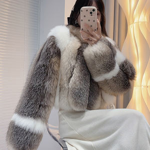 Cappotto da Donna su Misura in Vera Pelliccia <span class=keywords><strong>di</strong></span> <span class=keywords><strong>Volpe</strong></span> <span class=keywords><strong>Argentata</strong></span> Naturale all'Ingrosso - Product Image 6