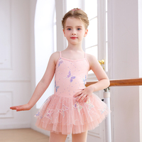 Robe tutu sans manches pour filles, justaucorps de danse avec motif papillon scintillant, en spandex de haute qualité, vêtements de danse pour enfants pour la gymnastique et le ballet