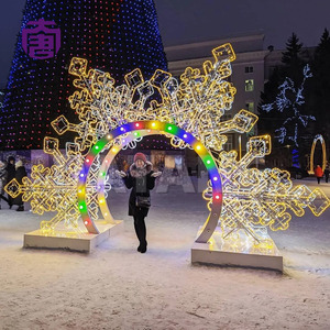 3D Illuminated Snowflake Motif <b>Lights</b> for Christmas Landscape Scene - Product Image 5