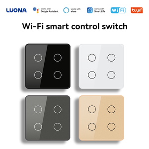 Interruptor Táctil Inteligente WiFi Zigbee <span class=keywords><strong>de</strong></span> 1/2/3/4 Canales con Marco <span class=keywords><strong>de</strong></span> Plástico y Cristal, Control por Temporizador, Intercomunicador por Voz, Interruptor <span class=keywords><strong>de</strong></span> Pared Inteligente - Product Image 1