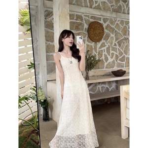 Elegant Natural Waist Solid Pattern <b>Slip</b> <b>Dress</b> Apricot A-Line Strapless Floor-Length Summer <b>Dress</b> Simple <b>Vintage</b> Women's - Product Image 2