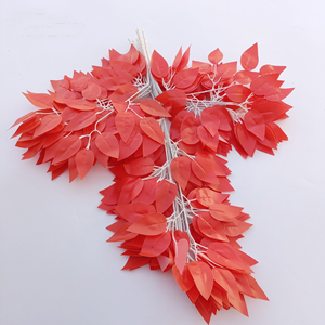 12 pièces/paquets soie blanc Ficus feuilles branches d'<span class=keywords><strong>arbre</strong></span> Faux plante Spray pour la maison décorations de mariage - Product Image 6