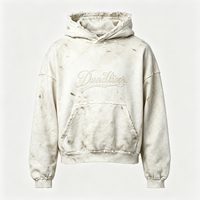 Sweat à capuche épais imprimé DTG, style streetwear, effet délavé vintage, pour homme, vente en gros par lot