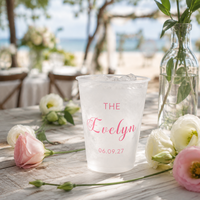 Gobelet en plastique transparent givré personnalisé avec logo, réutilisable pour mariage, banquet, vaisselle, décoration de fête, vente en gros, cadeau personnalisé pour la maison