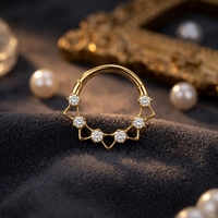 Anneau de nez Mitu en titane de qualité implantaire ASTM F136 plaqué or 18 carats, piercing clicker à segment articulé, cadeau de mariage et de fiançailles