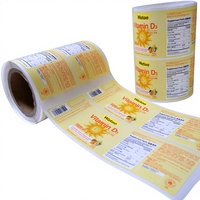 Étiquettes en rouleau haute vitesse anti-contrefaçon à encre fluorescente pour conteneurs de produits de bien-être, avec finition velours et vernis brillant localisé
