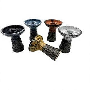 Cazoleta de shisha de arcilla esmaltada con textura martillada, base para hookah multicolor, accesorio para fumar, pieza de repuesto - Product Image 1