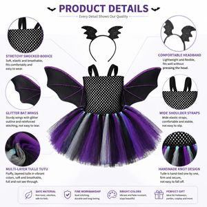 Disfraz de Murciélago para Niñas, Vestido de Tutú para Halloween, Traje sin Mangas para Cosplay, Ideal para Fiestas de Disfraces y Actuaciones Escénicas - Product Image 6