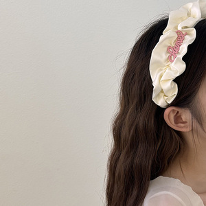 <strong>Hot</strong> Sales Summer Pleated Letter <strong>Headband</strong> Fashion Cute Women <strong>Pink</strong> Wide Edge <strong>Headband</strong> Popular Solid Color Hair Hoop Accessories - Product Image 2