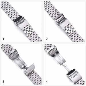 Bracelet de montre JUELONG en acier inoxydable 304L massif, 20 mm 22 mm, bracelet à cinq maillons en métal avec libération rapide - Product Image 4