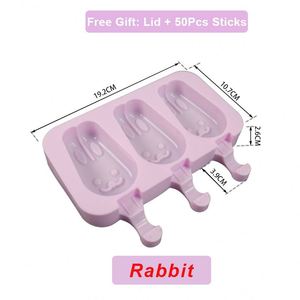 Moule à glace en silicone personnalisé en gros, formes animales, fruits, dessins animés, 3 ou 2 cavités, avec bâtonnets - Product Image 2