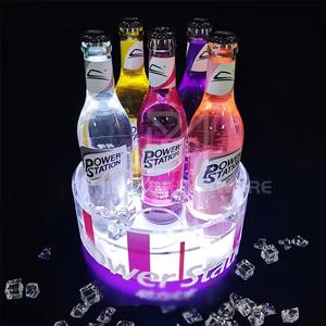 Enfriador de bebidas para discoteca y bar, Enfriador de acrílico transparente brillante de lujo, cubo de hielo de enfriamiento redondo con capacidad de seis botellas - Product Image 1