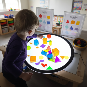 Juguetes Sensoriales Redondos para Niños, Mesa de Arena Sensorial con Luces LED de Colores Cambiantes, Juegos de Actividades Sensoriales con Clavijas para Autismo - Product Image 1