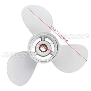 Hélice de bateau hors-bord en aluminium 664-45952-00-EL 9 7/8 X 14 pour Yamaha 20-30HP, blanche, 10 cannelures, 3 pales, rotation à droite - Product Image 2
