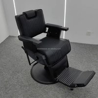 Kisen haute qualité tout noir Antique chaise de barbier rond carré avec appui-tête chaise de style prix de gros d'usine