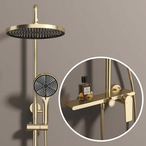 Ensemble de douche mural LEBED LBD-2317 de qualité professionnelle, laiton brut, noir mat électroplaqué, robinet de régulation de pression, sécurité anti-brûlure 5 - Product Image 5