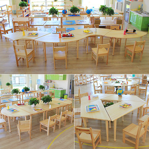 Meubles de classe pour garderie et école maternelle Montessori en bois sur mesure avec table, chaise, armoire de rangement, bibliothèque, arbre et coin d'apprentissage - Product Image 2