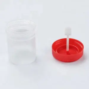 Tasse de collecte médicale stérile en plastique de 60ml avec récipient de tabouret d'échantillon de cuillère