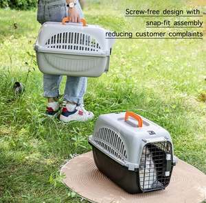 Plastik havayolu nakliye onaylı köpek taşıma kollu kutu Pet kafesleri çanta taşıyıcı ve <span class=keywords><strong>Metal</strong></span> kapı ile seyahat evleri kafesleri - Product Image 3