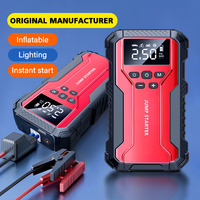 Démarreur de voiture tout-en-un, batterie externe 99800mAh avec gonfleur de pneus numérique, lumière LED d'urgence et charge USB
