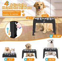 Neking 002 Double gamelle surélevée pour chien, en acier inoxydable durable et ABS, pliable, réglable en hauteur, antidérapante