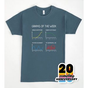 T-shirt Graphs Of The Week da uomo, blu, girocollo, promozionale - Product Image 3