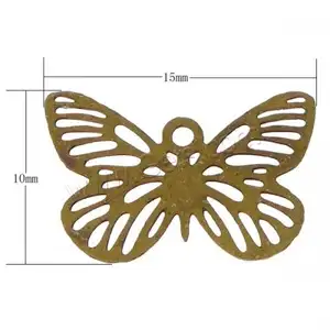 Hohle Butterfly Brass Stamp ing Anhänger plattiert mehr Farben zur Auswahl 15x10x0,3mm Loch: Ca. 0,8mm 2000PCs/Beutel 575716