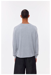 <span class=keywords><strong>T</strong></span>-<span class=keywords><strong>shirt</strong></span> da <span class=keywords><strong>uomo</strong></span> a maniche lunghe con <span class=keywords><strong>scollo</strong></span> a <span class=keywords><strong>V</strong></span>, personalizzabile, nuovo arrivo, 280 g/m², 68% poliestere, 26% nylon, 6% lana, modello basic neutro. - Product Image 2