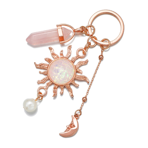 Lujo personalizado Logo bolsa de vidrio encanto accesorios piedra semipreciosa artesanías Metal llavero personalizado llavero - Product Image 3