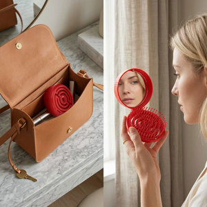 Cepillo de Pelo Circular Portátil y Plegable 2 en 1 con Espejo de Maquillaje Integrado para Bolsos de Mujer - Product Image 2