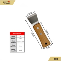 Spatule manuelle industrielle durable avec manche en bois et lame en acier inoxydable pour décoration intérieure, film de plafond et couteau à mastic