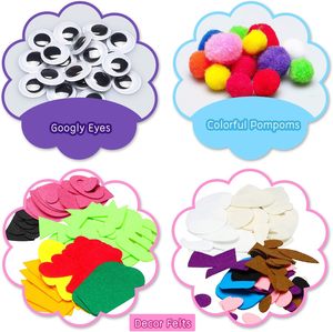 Sanat zanaat keçe çorap kukla oyuncaklar, yaratıcı DIY yapmak kendi ponponlar Wiggle gooeyes gözler hikaye anlatma rol oynamak - Product Image 3