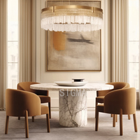 Table à manger à base arquée en marbre blanc, design simple, mobilier de salle à manger pour usage familial – Offre Spéciale