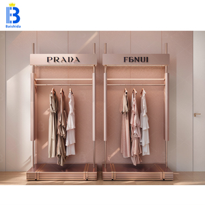 Estante de ropa de Boutique De Oro Ecológico portátil moderno Estantes de exhibición de diseño interior de tienda minorista bonita - Product Image 6