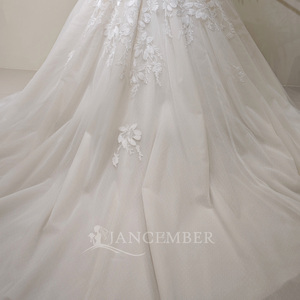 Robe de mariée élégante LY123 en ivoire, sans bretelles, avec broderie florale, style Empire, coupe princesse, avec nœud - Product Image 5