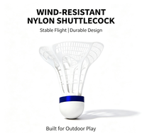 Volant de badminton en nylon résistant au vent, durable, vol stable, entraînement en extérieur, vente en gros, logo personnalisé, OEM