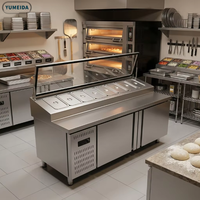 Table de préparation à pizza professionnelle en acier inoxydable, refroidissement direct, comptoir réfrigéré commercial simple/double température pour salades, numérique