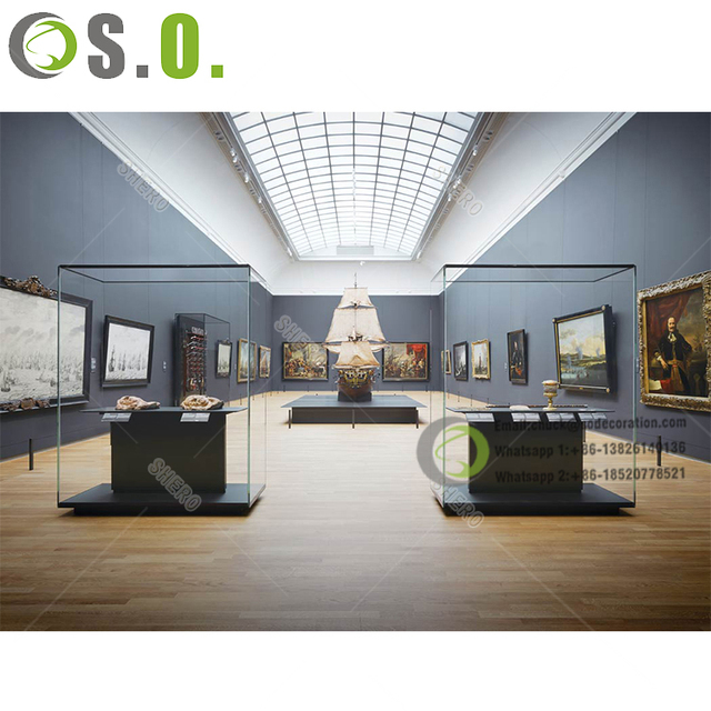 Customized Design museum Display Cabinet museum Tempered Glass Display showcase with Lock