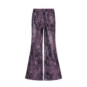 Pantalones de Cuero para Hombre al por Mayor, Personalizados, con Estampado de Piel de Serpiente, Morados, Acampanados, de Cintura Alta, Transpirables y Elegantes, Estilo Hip Hop - Product Image 3