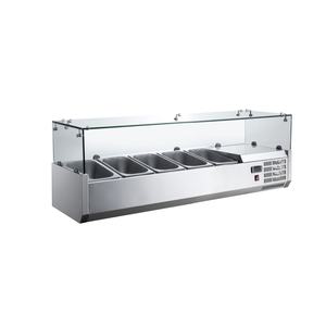 Bar à salades réfrigéré commercial Nuelead Ne-1112 avec protection anti-éclaboussures en verre - Product Image 1