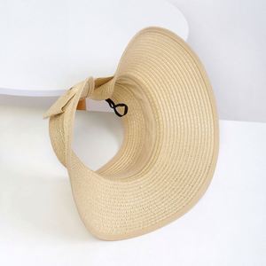Summer Beach Hat Unisex Open-top Cap Topless Sunhat Korean Style Foldable Straw Weaving Cloche Large-brimmed Hand Embroidery - Product Image 4