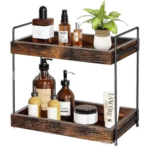 Étagère de rangement en bois transfrontalière pour articles de toilette de salle de bain, support à fleurs simple pour bureau, étagère à épices multi-niveaux pour cuisine - Product Image 2