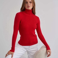 Offres Spéciales 24 options de couleur de la mode Pull à col roulé uni léger à manches longues pour femmes Pull en tricot