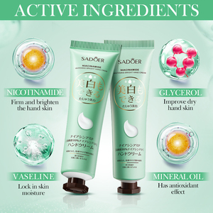 Crème pour les mains hydratante et éclaircissante SADOER avec thé vert et huile de Centella, formule anti-gerçures et éclaircissante pour les mains sèches - Product Image 4