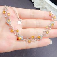 Luxury OEM ODM Classic 925 Sterling Silver Women's Style Natural Citrine Bracelet Party Wedding Gift