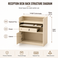Comptoir de réception LED moderne sur mesure avec ligne ondulée, comptoir minimaliste étroit pour salon de coiffure, petite boutique de détail