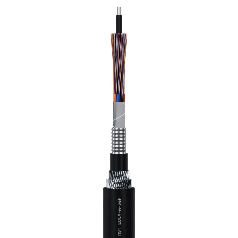 96 core double sheath dual layer steel wire armoring aluminum protection underwater fiber optic cable