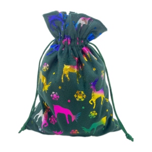 Bolsas de Regalo de Tela con Cordón de Lujo para Navidad, Nuevo Diseño Impreso, Bolsa Promocional - Product Image 2