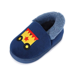 Winter Warm Slippers <strong>for</strong> Kids Boys with Memory Foam Fur <strong>Collar</strong> <strong>Cute</strong> Embroidered Cartoon Slippers